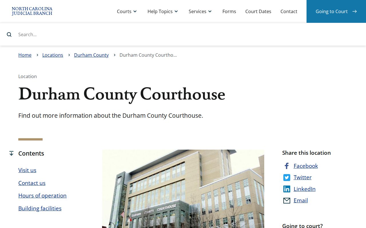 Durham County 72-hour release courthouse and Clerk record route